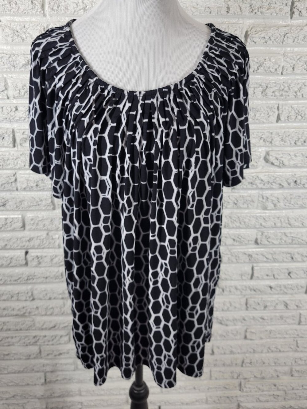 Style & Co Black White Geometric Tunic Top Women's Plus Size 2X GEO22E